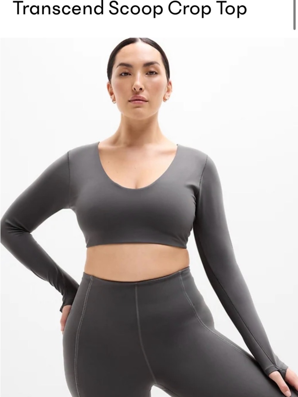 Athleta Transcend Scoop Crop Top - Charcoal Gray